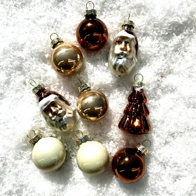 Produktbild von 9er Set Baumschmuck aus Glas 2 x 3 cm . Christbaumschmuck – Baumhänger – Weihnachtsbaumschmuck aus Glas