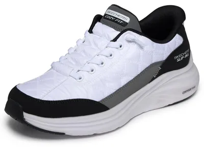 Produktbild von Skechers Damen Contour Foam In Motion Turnschuhe, White Mesh/Black Duraleather/L
