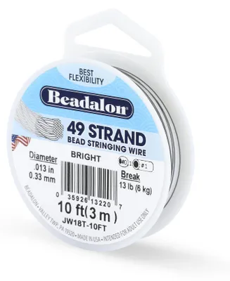 Edelstahl-Kettenfaden 0,33 mm, 49 Stränge, klar, 3,1 m