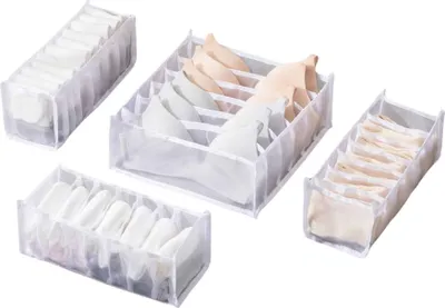 Image de INF Organisateur de tiroir à vêtements pliable pour sous-vêtements, paquet de 4 Blanc