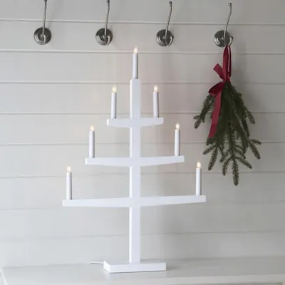 Produktbild von Best Season Fensterleuchter "Tripp" 7flammig Material: Eiche, Farbe: weiss, ca. 76 x 49 cm, 212-18