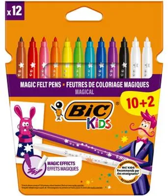 Obrázok produktu pre Farebné a vymazateľné fixky pre deti, 10 + 2 farby, BIC