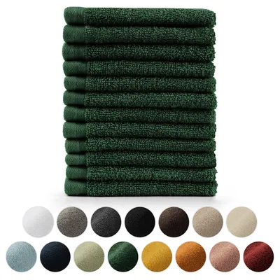 Image de Blumtal Premium Set de serviettes éponge avec boucles de suspension - coton  Oeko-TEX, doux, très absorbant - 12x serviettes invités (30x30 cm), vert foncé