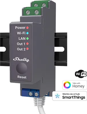 Productafbeelding van Shelly Pro 2PM - Solid-state relais - Zwart - 802.11b - 802.11g - Wi-Fi 4 (802.11n) - 2,483 GHz - 30 meter - 13,34 dBmW