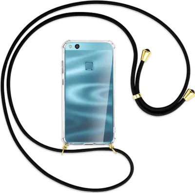 Produktbild von Handykette Backcover-Schutzhülle mit Band (Metall goldfarben) für Huawei P10 Lite - schwarz