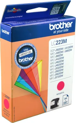 Zdjęcie produktu dla Oryginalny wkład atramentowy Brother LC-223 M magenta, 550 stron, 2,29 centa za stronę, pojemność: 5 ml - zastępuje wkład atramentowy Brother LC223M