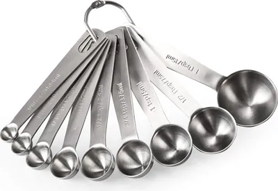 Produktbild von Messlöffel aus Edelstahl, 9-teilig, Metall-Messlöffel für Backmesser, Trockenrationen und Flüssigkeiten, spulenmaschinenbeständig, gutes Küchenwerkzeug