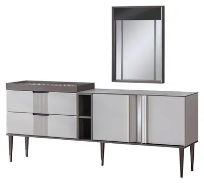 Produktbild von Luxus Esszimmer Set Esstisch 4x Stühle + Anrichte mit Spiegel Neu Set