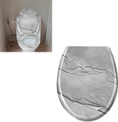 Obrázok produktu pre Sessamen-LP WC veko s mechanizmom Soft-Close WC sedátko WC sedátko WC sedátko z tvrdého plastu, 45 x 38 cm, sivé