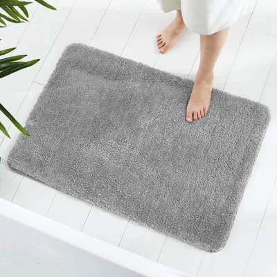 Produktbild von Badematte 70 x 120 cm, Mikrofaser, rutschfest, grau, für Badezimmer