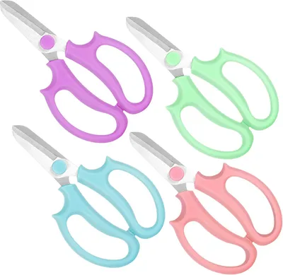 Imagen del producto de Juego de 4 tijeras pequeñas para jardín, con mango ergonómico, fabricadas en acero 2CR13, ideales para rosas y bonsáis