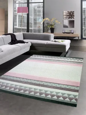 Obrázek produktu pro Moderní koberec Designový koberec růžový šedý velikost - 135 x 200 cm