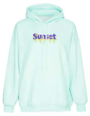 Produktbild von Damen Strickhoodie mit Kapuze, Kängurutasche und langen Ärmeln, blau, Gr. L
