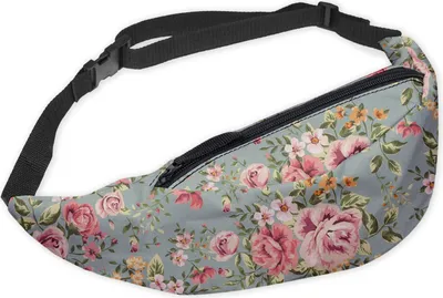 Produktbild von Modische Gürteltasche Sporttasche Bauchtasche mit Reissverschluss Hüfttasche Blumen Minze