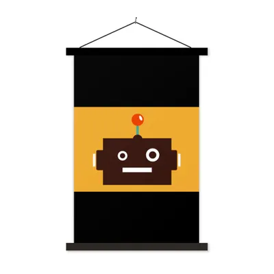 Produktbild von MuchoWow® Textilposter Roboter - Gesicht - Antenne - Gelb - Jungen - Kind 150x100 cm mit schwarzem Rahmen - Schlafzimmer