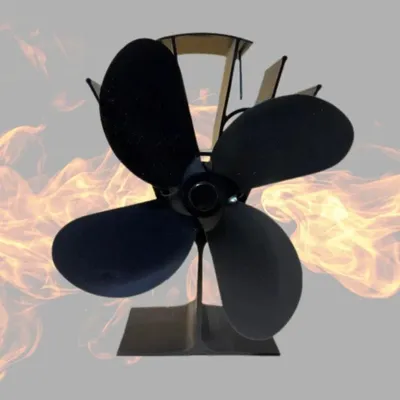 Produktbild von Wärmebetriebener Ofenventilator für Holz- & Pelletöfen, Kamine, Aluminium/Edelstahl, 10,9x16x18cm, 60-345°C