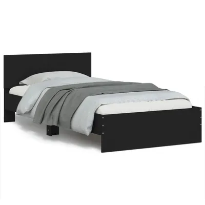 Produktbild von vidaXL Bettgestell mit Kopfteil Schwarz 100x200 cm Holzwerkstoff