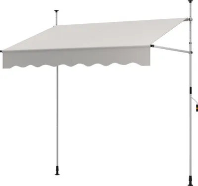 Produktbild von GOPLUS Klemmmarkise, Markise Balkon ohne Bohren, Markise mit Handkurbel, höhenverstellbar & UV-beständig, Outdoor einziehbare (Weiß,250 cm)