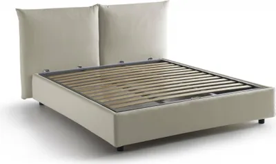 Image de Aghineo - Lit Double, Beige, Déhoussable  Italy