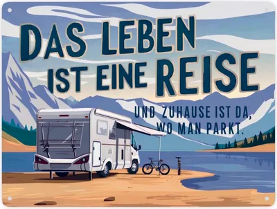 Produktbild von Wohnmobil am See Metallschild XXL in 28x38 cm - Zuhause ist wo man parkt