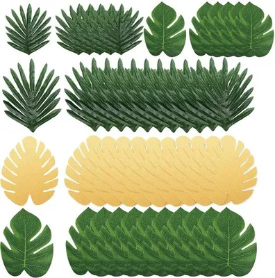 Image de Feuilles de monstera artificielles, 50 pièces, décoration tropicale, fêtes, plages