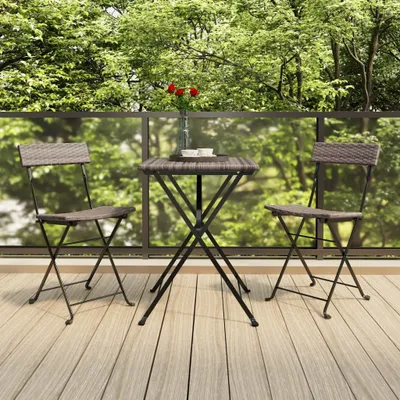 Produktbild von "2026 Promotion" Bistrostühle 2 Stk. - Hohe Qualität - Klappbar Grau Poly Rattan und Stahl - Gartenstühle CC10699