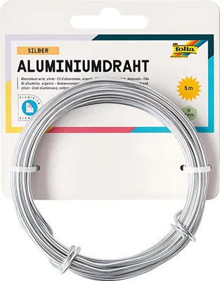 Produktbild von folia Aluminium-Basteldraht 2 mm x 5 m silber