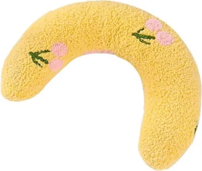 Produktbild von Kopfkissen für Hunde Katzen, 27x17x6cm U-förmiges Kissen zum Schutz der Halswirbelsäule, weich & komfortabe, Katzenkissen Hundekissen für Welpen, Haustierspielzeug ins Katzenbet (Gelb)