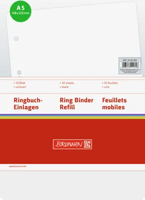 Image de 10X BRUNNEN 1066300 Ringbucheinlage A5 unlin 50Bl