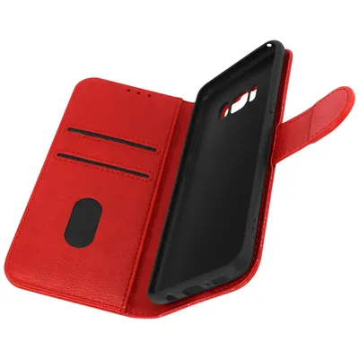 Zdjęcie produktu dla Etui Avizar z sztucznej skóry, typu klapka, z funkcją podstawki, do telefonu Samsung Galaxy S8, kolor czerwony