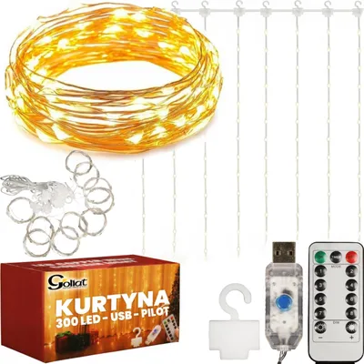 Zdjęcie produktu dla Kurtyna Świetlna Na Okno 300 Led 3X3 Lampki Świąteczne Choinkowe Girlanda Ciepły Biały/K