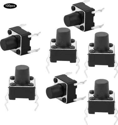Productafbeelding van 100 stuks Momentane tactiele drukknop-schakelaar, mini, micro-tactschakelaar, accessoire, 6 x 6 x 7 mm