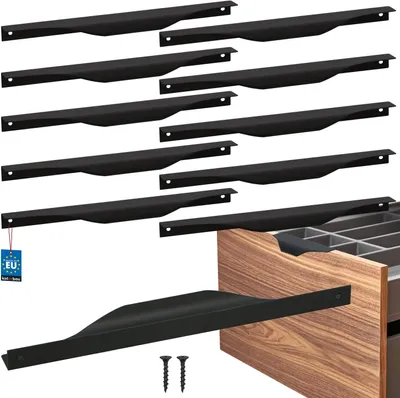 Obrázek produktu pro KOTARBAU® Sada 10 nábytkových úchytek Nábytkové úchytky Skříňové úchytky 256 / 276 mm ZnAl kuchyňské úchytky Černé úchytky Nábytková úchytka Profilová úchytka Úchytky na dveře Kuchyňské úchytky do zásuvek Úchytky pro kuchyňské skříňky Moderní
