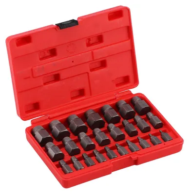 Image de Kit de 25 pièces pour l'extraction de vis, boulons, tiges et autres éléments métalliques, comprenant des outils métriques pour le retrait