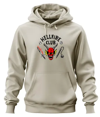 Produktbild von HELLFIRE CLUB Dämon Schädel Hörner D20 Flammenschwert Hoodie Kapuzenpullover, Natur, 3XL