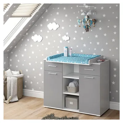 Produktbild von Wickelkommode Leonie, Grau, 113 x 109 cm, mit abnehmbarem Wickelaufsatz
