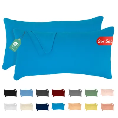 Produktbild von Jersey Kissenbezug 2er Set 40x80 cm 100% Baumwolle Dunkelturkis