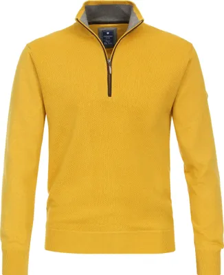 Produktbild von REDMOND Casual Herren Strick-Troyer Zipper Comfort Baumwolle Gelb 4XL