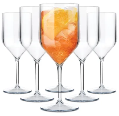 Imagen del producto de Juego de 6 copas de plástico para vino, de 25 cl