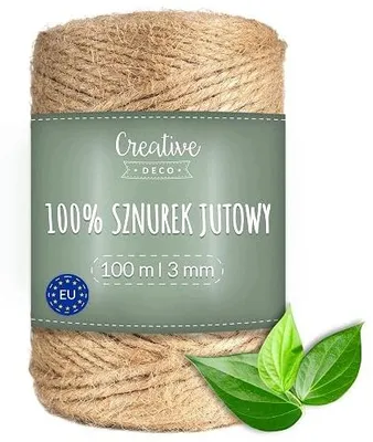 Zdjęcie produktu dla Sznurek jutowy naturalny 100 m 2 3 mm do ogrodu pakowania DIY