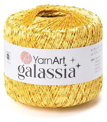 Produktbild von YarnArt Galassia Pailletten-Garn 5828 Sonnengelb Gold 25g 112m