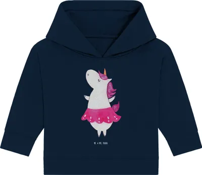 Produktbild von Mr. & Mrs. Panda Organic Baby Hoodie Einhorn Ballerina 24. - 36. Monat - French Navy - Geschenk, Party, Geburtstag, Kapuzensweatshirt, Wohnung, Lebensfreude, Unicorn