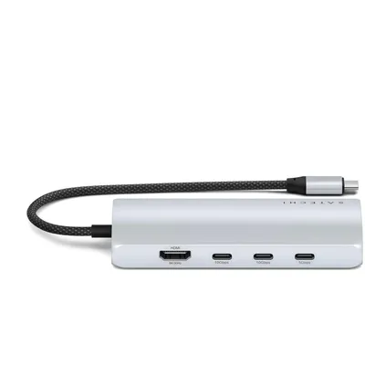 Produktbild von Satechi ST-P8KES, Kabelgebunden, USB 3.2 Gen 1 (3.1 Gen 1) Type-C, 10,100,1000 Mbit/s, Silber, SD, 54,1 mm