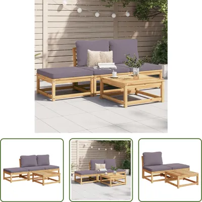 Produktbild von The Living Store 4-tlg. Garten-Lounge-Set mit Kissen Massivholz Akazie