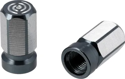 Produktbild von Set: 2x Ventilkappe "Hexagon", Titaniumgrau eloxiert