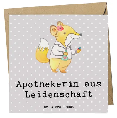 Produktbild von Mr. & Mrs. Panda Grußkarte Apothekerin Leidenschaft - Grau Pastell - Geschenk, Glückwunschkarte, Witzig, Staatsexamen, Klappkarte, Spruch, Lustig, anlasskarte, Beruf