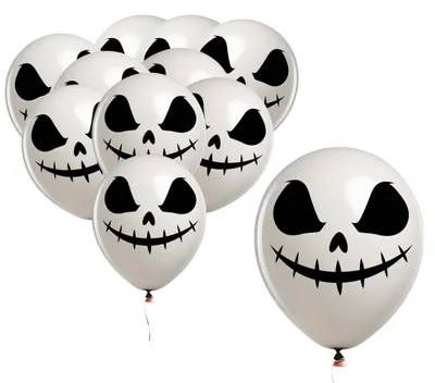 10 Gespensterballons 30 cm, Halloween-Deko, schwarz-weiß