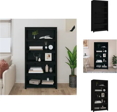 Obrázok produktu pre vidaXL Regál na knihy čierny 80x35x154 cm z masívneho borovicového dreva - Regály a knižnice
