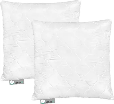 Produktbild von 2er Set Kopfkissen aus Mikrofaser 80x80 cm mit Polyester Kissenfüllung - waschbares Innenkissen geeignet für Allergiker - Couchkissen, Sofakissen, Dekokissen - Medical Sleep Weiß