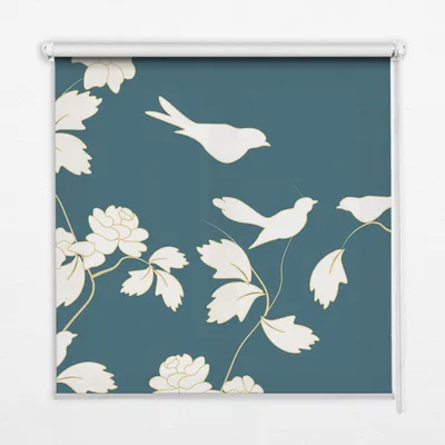 Produktbild von Seitenzug-Rollo Fensterrollo Jalousie - Lichtdurchlässig Springrollos - 90x140 cm - Weiße Vögel auf weißen Blumen